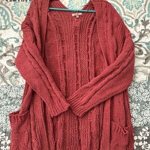Women's Cable Knit Sweater - Red